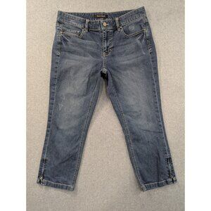 White House Black Market Jeans Womens Size 6 Capris Zipper Ankle Faded Whiskers